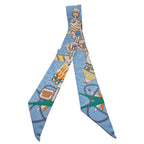 Hermes Silk Odyssey Twilly Beige Bleu Ciel Jaune Vif