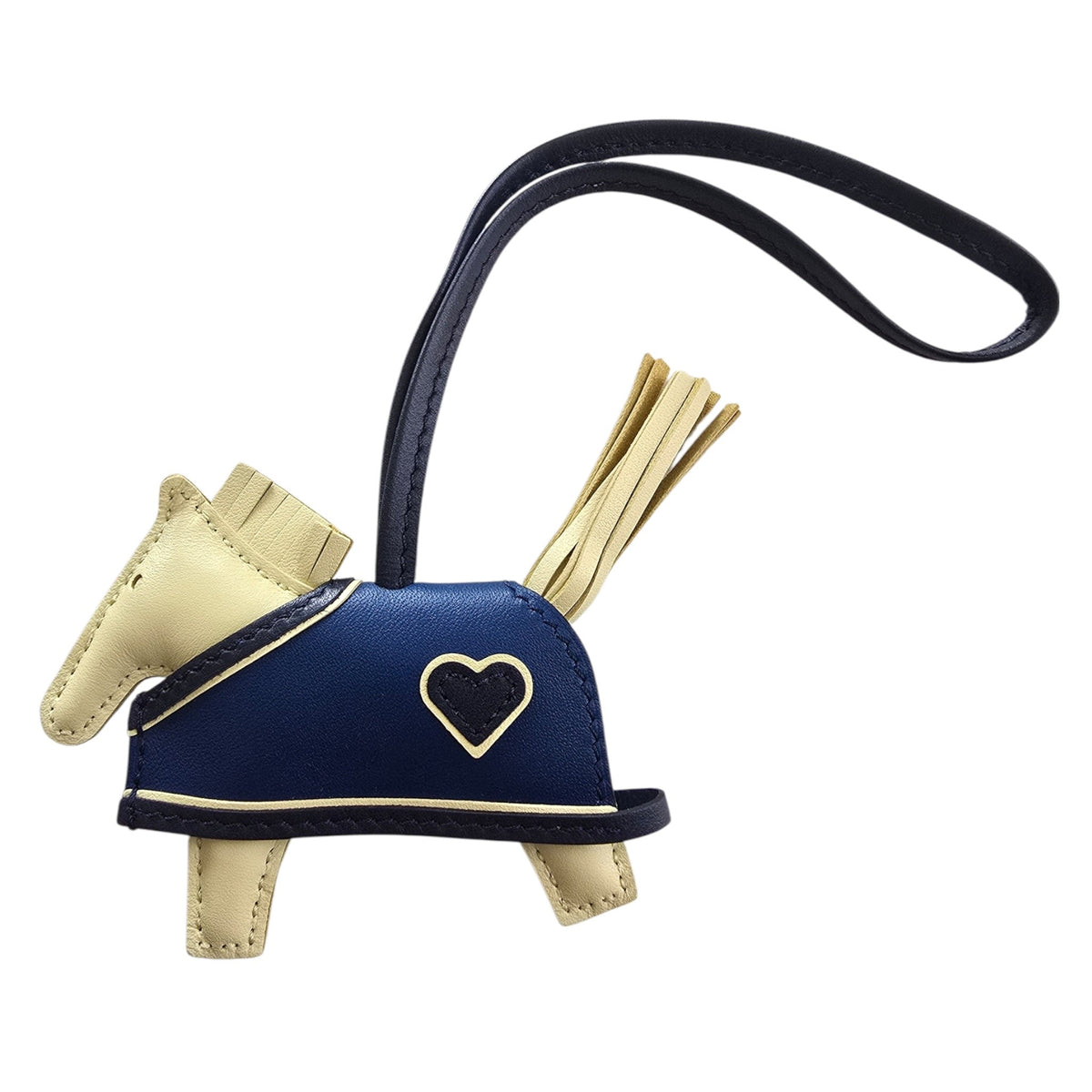 Hermès Rodeo Robeo Coeur Bag Charm PM Jaune Milton/Bleu Nuit/Bleu Tie
