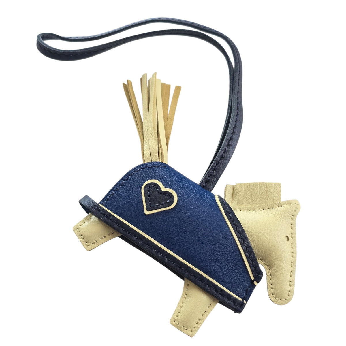 Hermès Rodeo Robeo Coeur Bag Charm PM Jaune Milton/Bleu Nuit/Bleu Tie