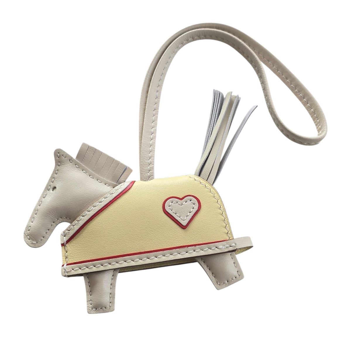 Hermès Rodeo Robeo Coeur Charm PM Craie, Jaune Milton & Rouge Radieux Milo Lambskin