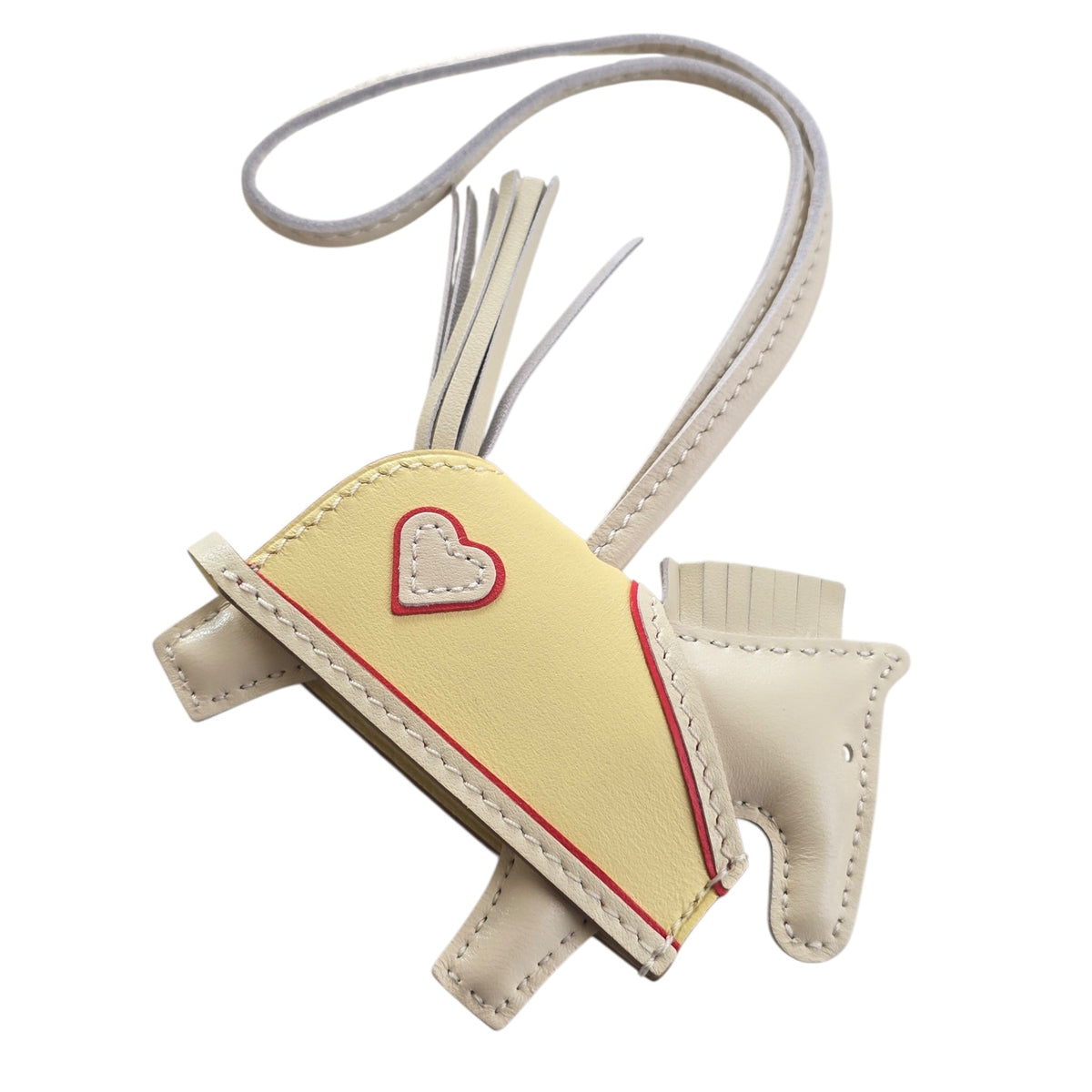 Hermès Rodeo Robeo Coeur Charm PM Craie, Jaune Milton & Rouge Radieux Milo Lambskin
