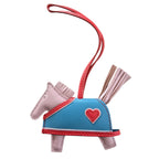 Hermès Rodeo Robeo Coeur Bag Charm PM Rose Darling, Bleu Celeste & Rouge Radieux Milo Lambskin