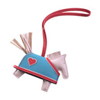 Hermès Rodeo Robeo Coeur Bag Charm PM Rose Darling, Bleu Celeste & Rouge Radieux Milo Lambskin