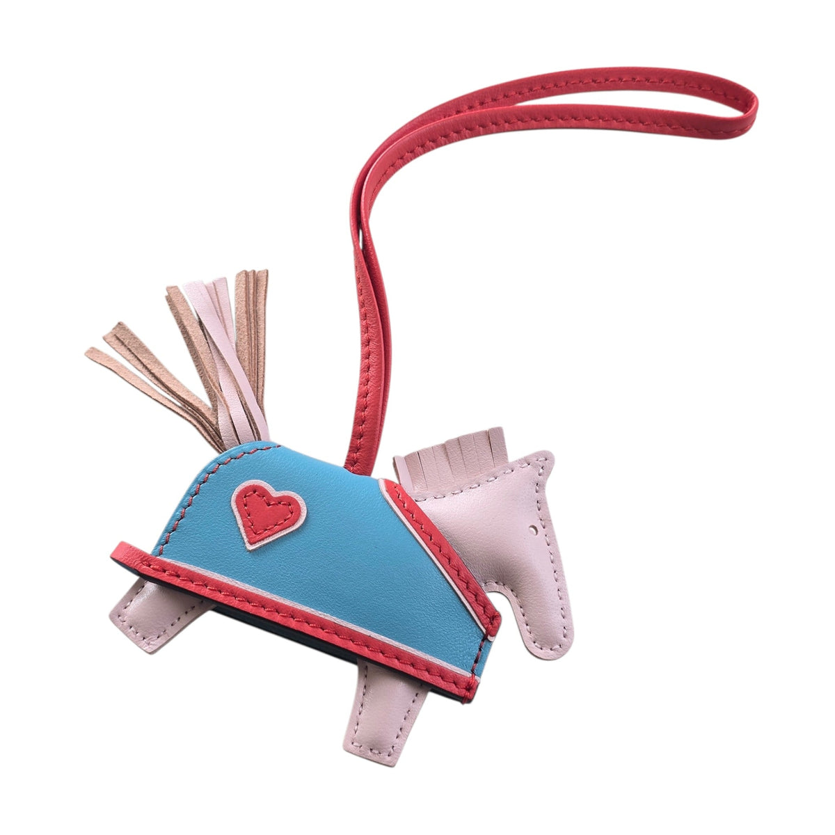 Hermès Rodeo Robeo Coeur Bag Charm PM Rose Darling, Bleu Celeste & Rouge Radieux Milo Lambskin