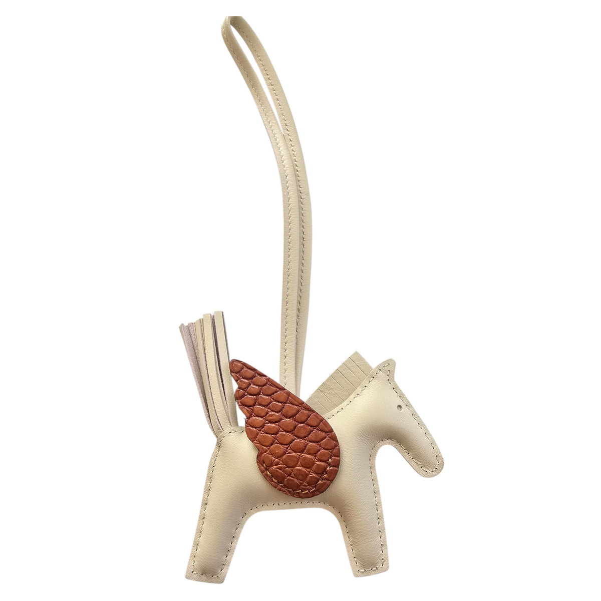Hermès Rodeo Pegase Craie / Gold Leather and Alligator Touch PM Bag Charm