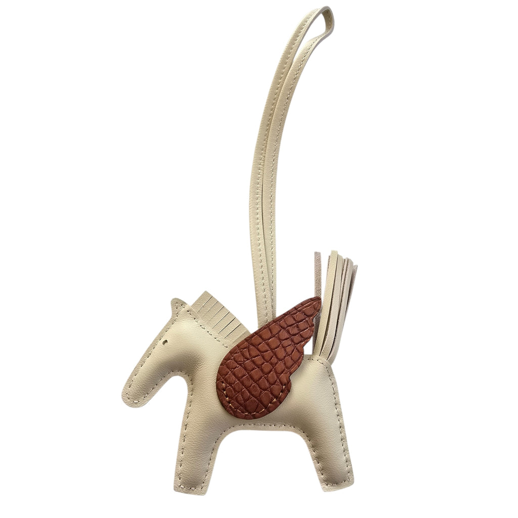 Hermès Rodeo Pegase Craie / Gold Leather and Alligator Touch PM Bag Charm