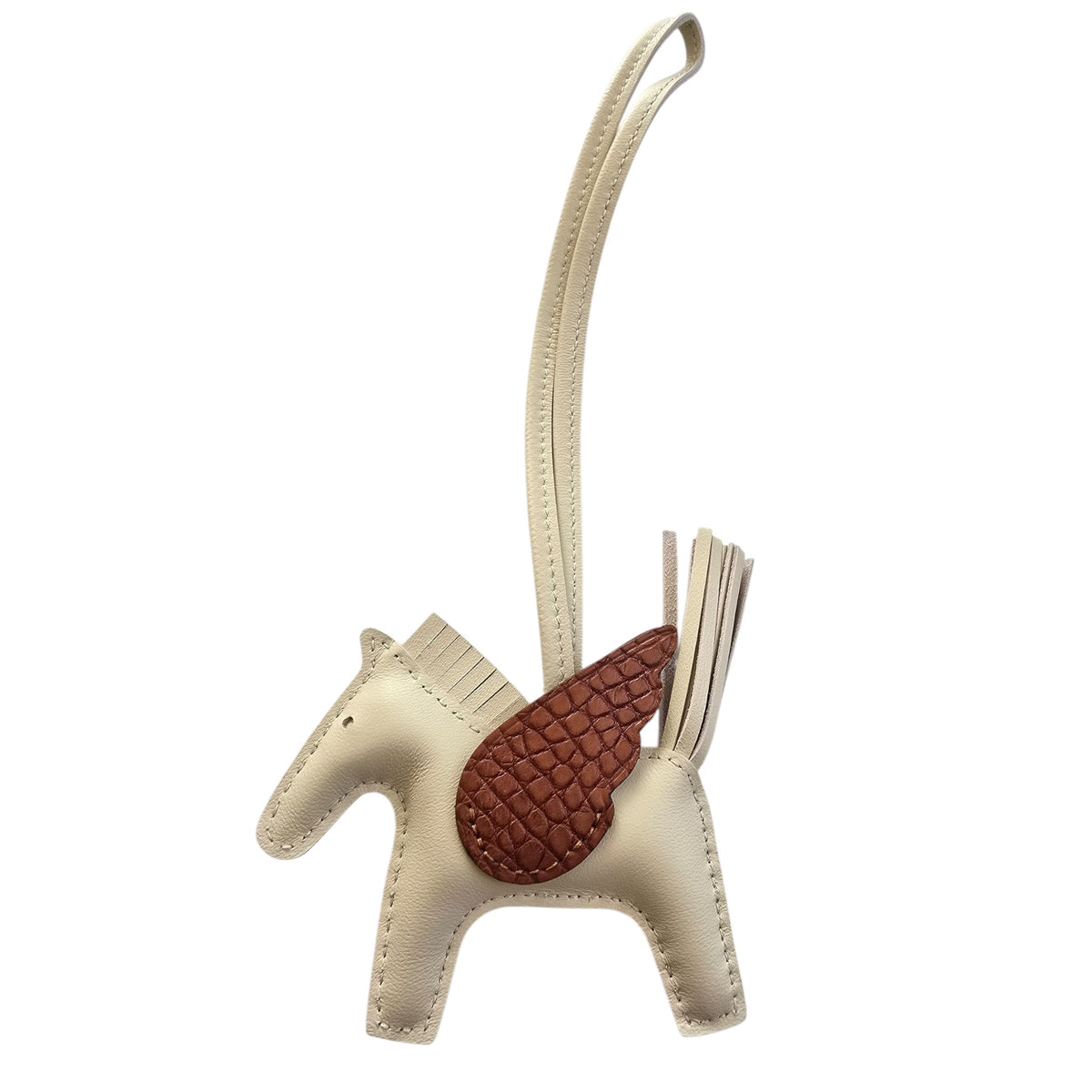 Hermès Rodeo Pegase Craie / Gold Leather and Alligator Touch PM Bag Charm