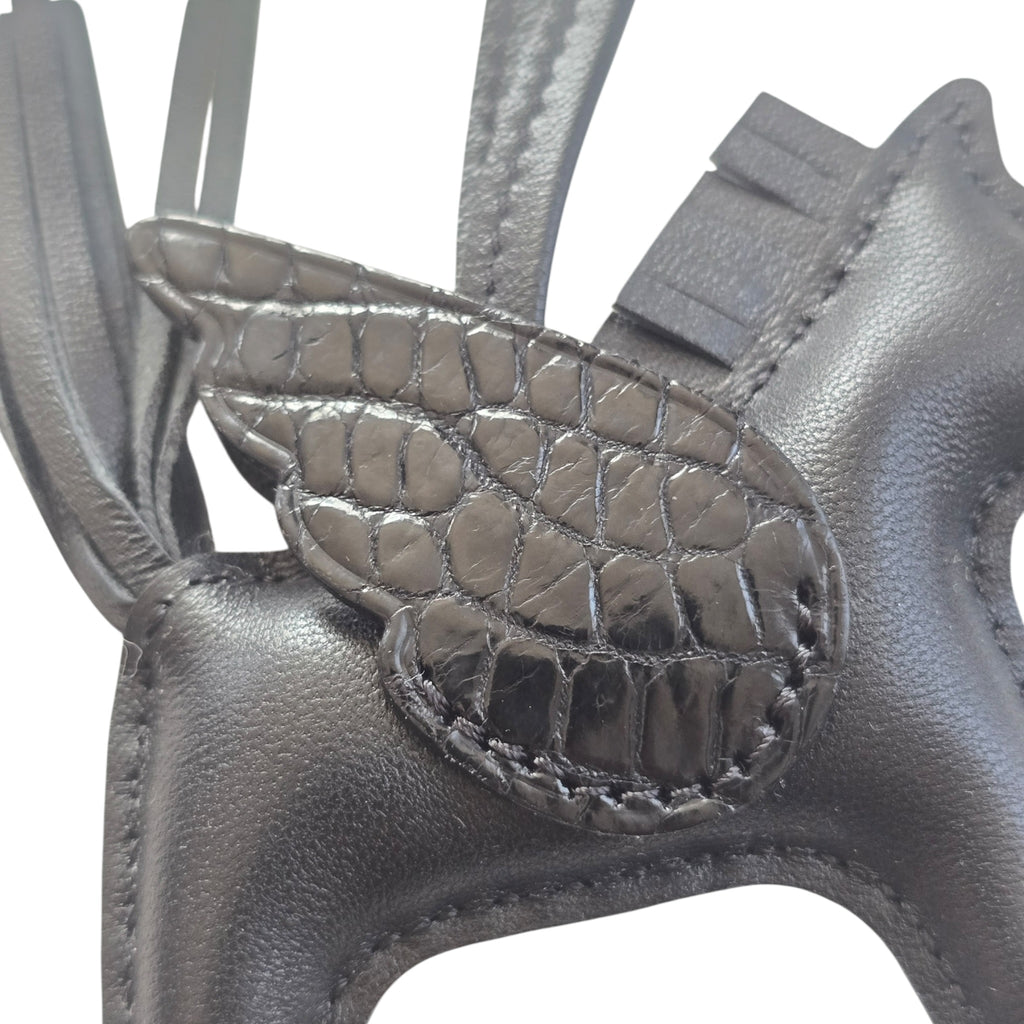 Hermès Rodeo Pegase So Noir Black Leather and Alligator Touch PM Charm Bag