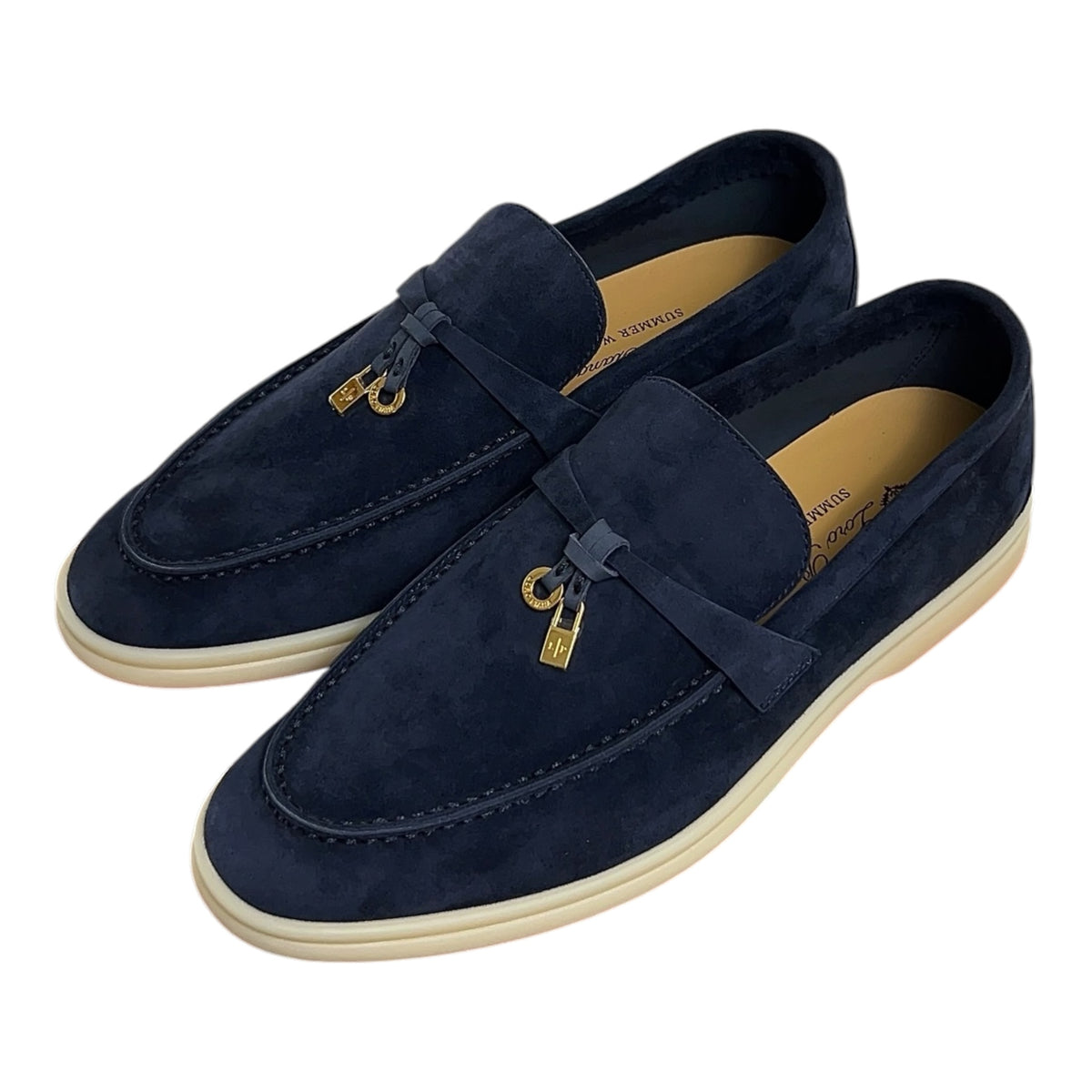 Loro Piana Summer Charms Walk Loafer Navy Blue 39