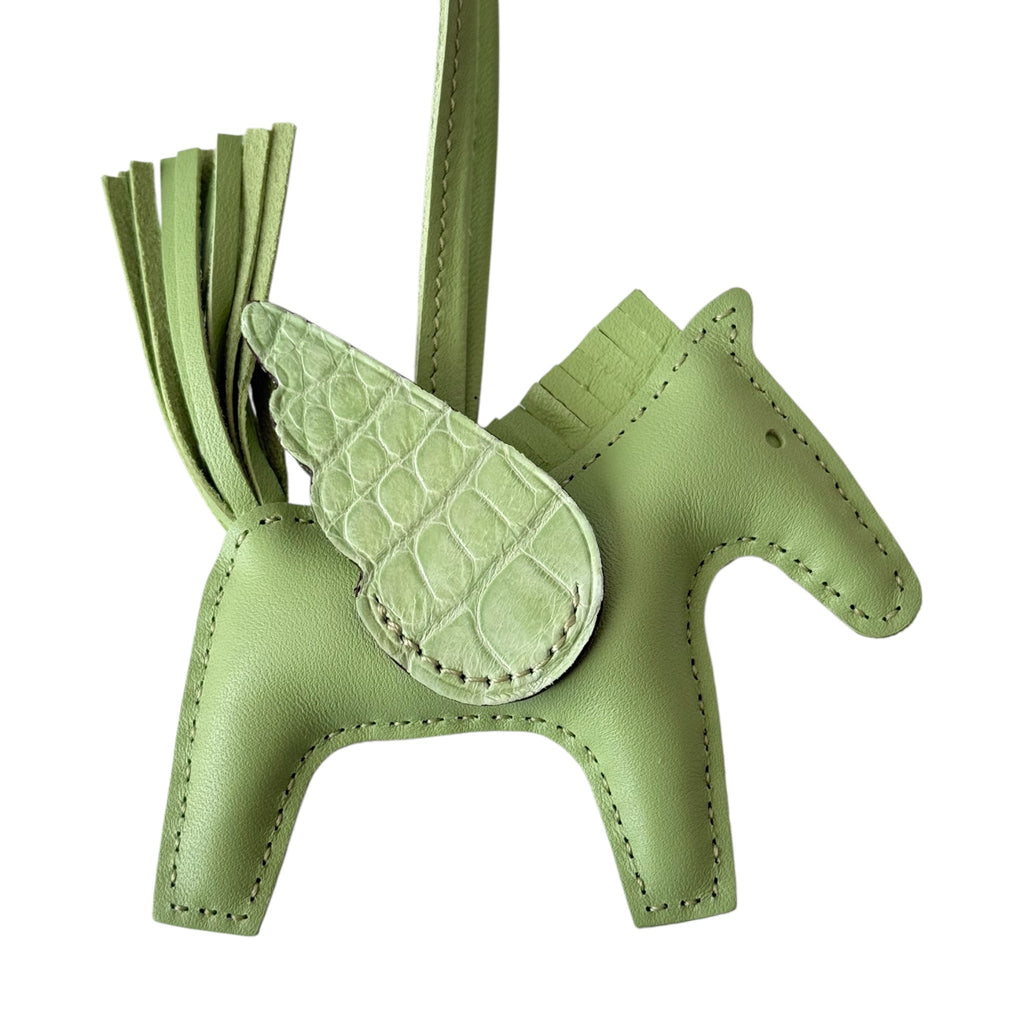 Hermès Rodeo Pegase Vert Criquet Leather and Alligator Touch PM Charm Bag
