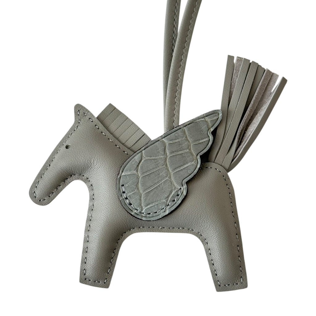 Hermès Rodeo Pegase Gris Perle Leather and Alligator Touch PM Charm Bag