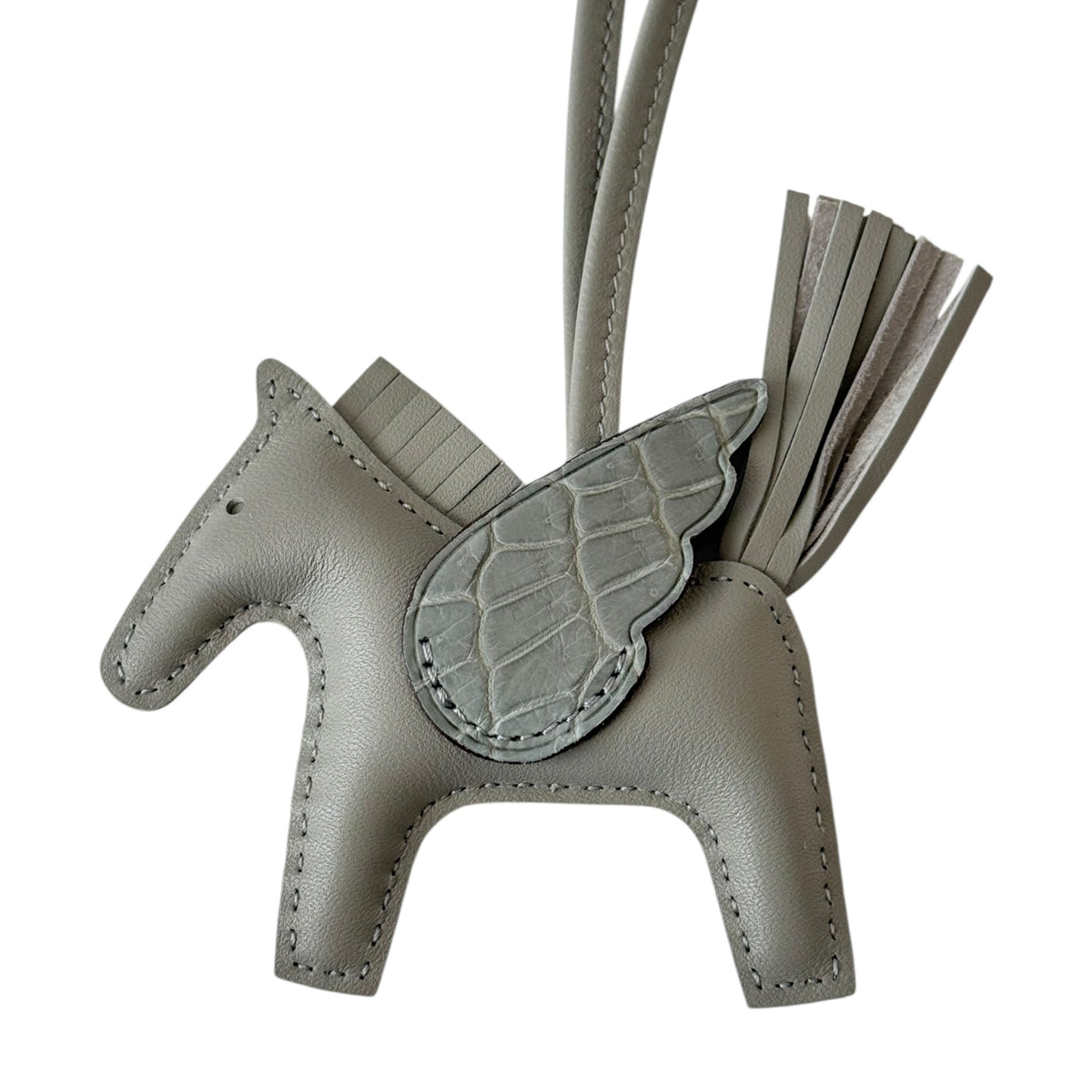 Hermès Rodeo Pegase Gris Perle Leather and Alligator Touch PM Charm Bag