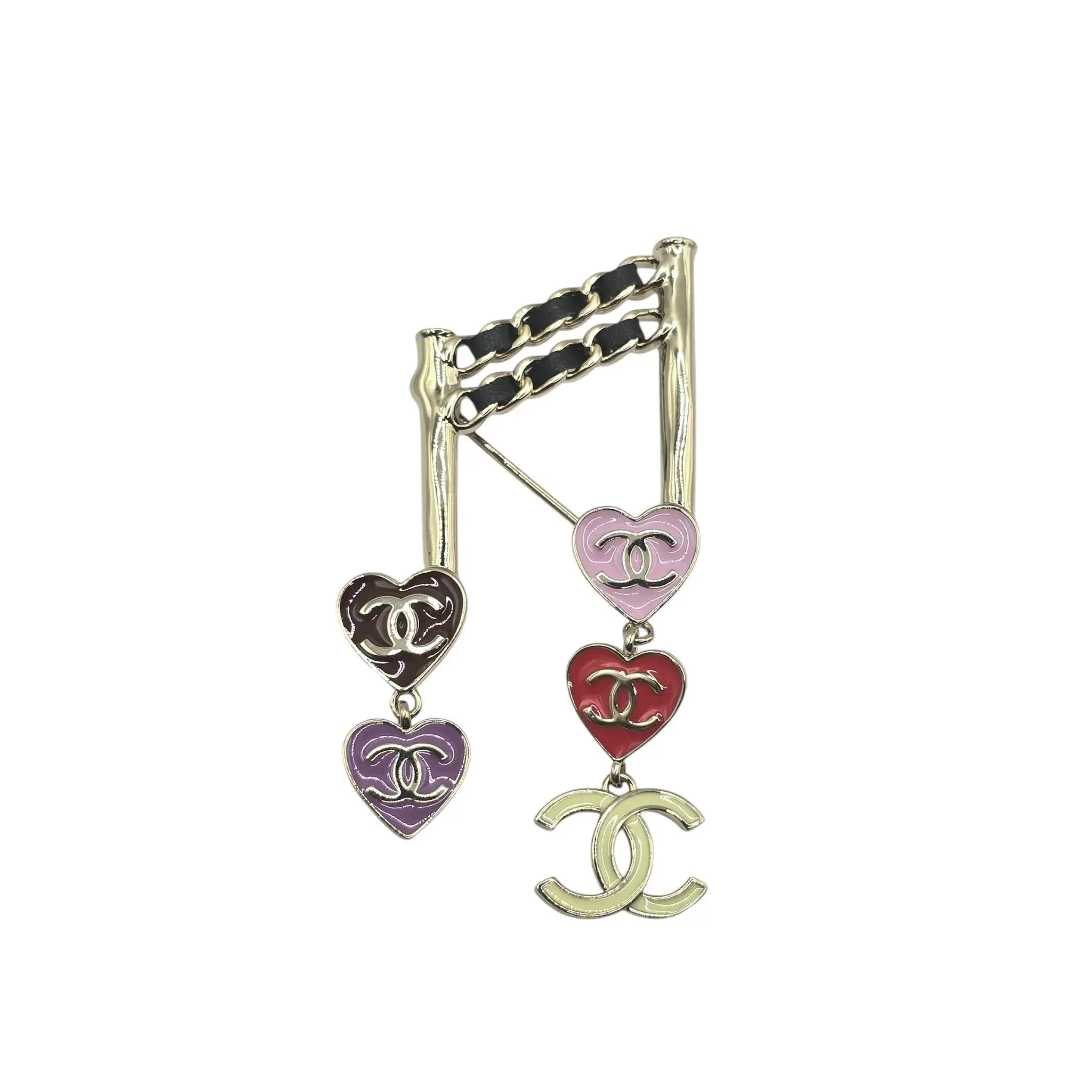 Chanel 24A CC Gold Music Note Heart Brooch 2024 CHANEL