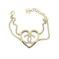 Chanel CC Strass Heart Gold Bracelet 2023 CHANEL