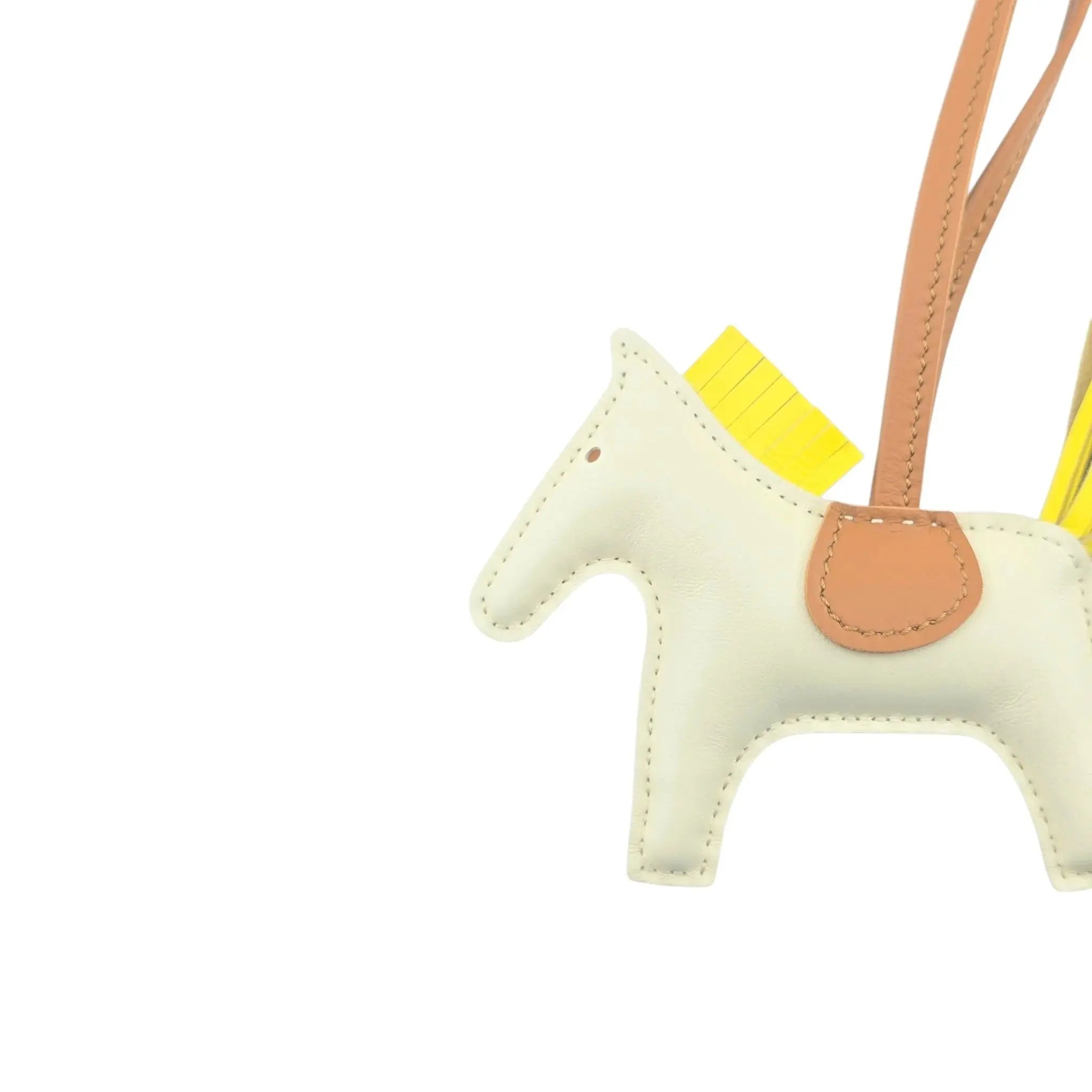 Hermès Rodeo Bag Charm PM Craie, Jaune de Naples and Gold Milo Lambskin and Swift GriGri HERMES