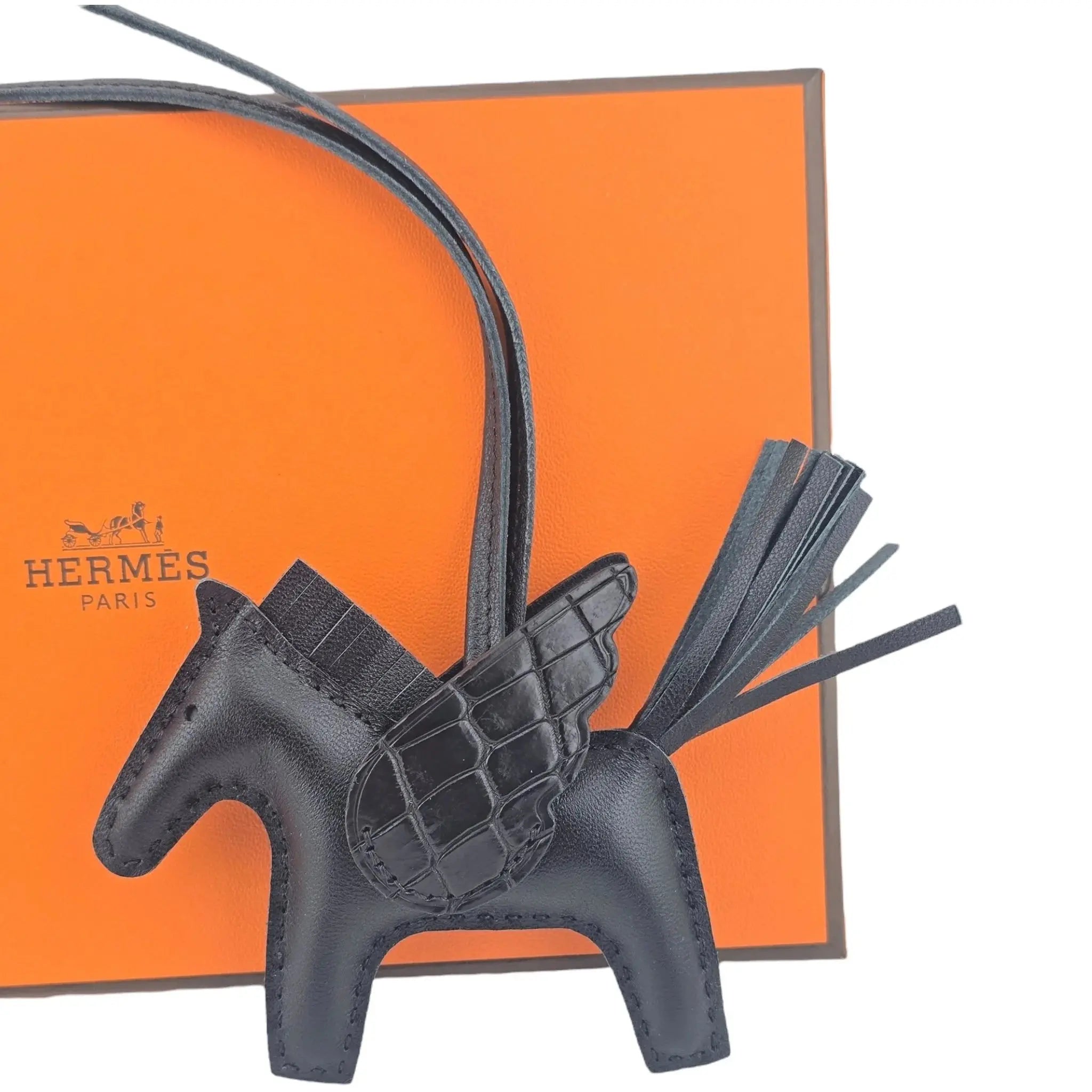 Hermès Rodeo Pegase So Noir Black  Leather and Alligator Touch PM Charm Bag HERMES