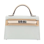 Hermes Chevre Mysore Horseshoe Mini Kelly Sellier 20 Bleu Brume Nata Bag HERMES