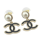 Chanel CC Black Faux Pearl Drop Earrings 2025 CHANEL