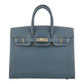 Hermes Birkin 25 Bleu Jean Epsom PHW Bag HERMES