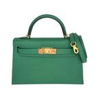 Hermes Mini Kelly II Epsom Vert Vertigo Gold Hardware Bag HERMES