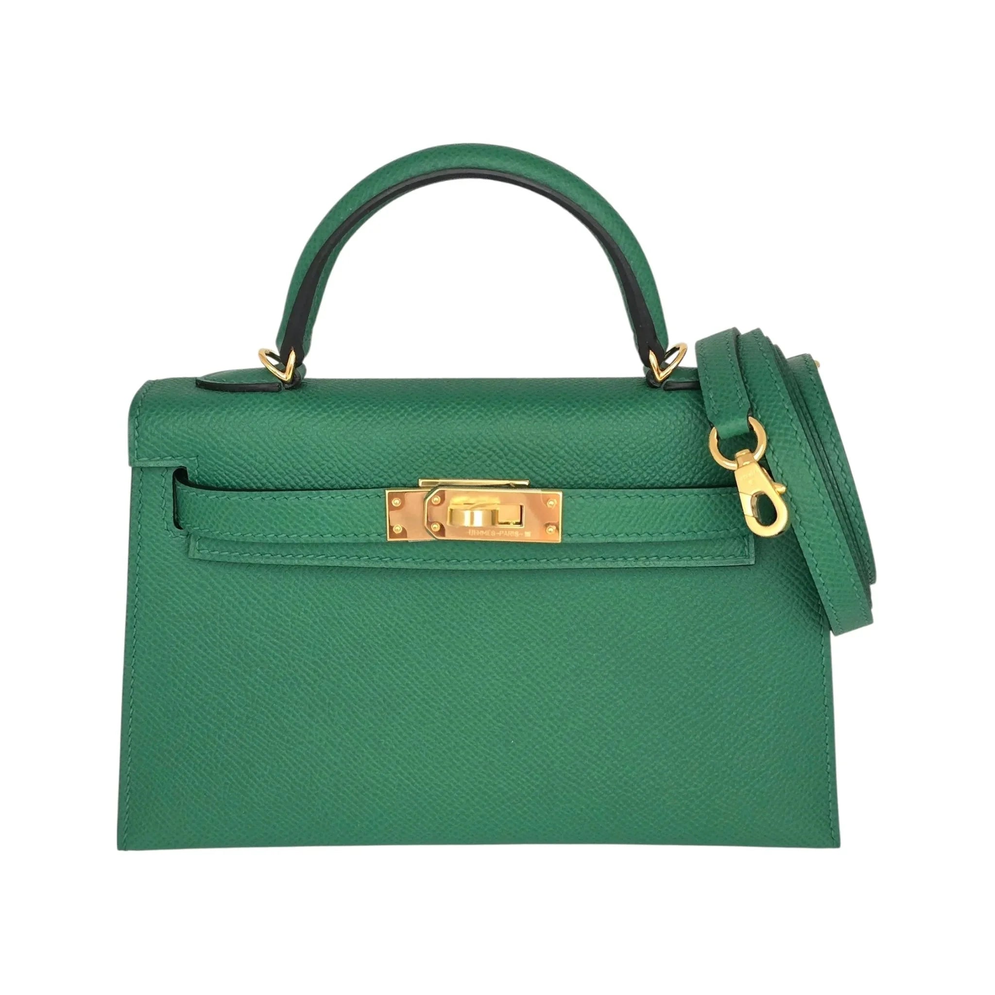Hermes Mini Kelly II Epsom Vert Vertigo Gold Hardware Bag HERMES