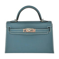 Hermes Mini Kelly II Epsom Bleu Jean Palladium Hardware Bag HERMES