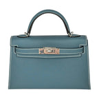 Hermes Mini Kelly II Epsom Bleu Jean Palladium Hardware Bag HERMES