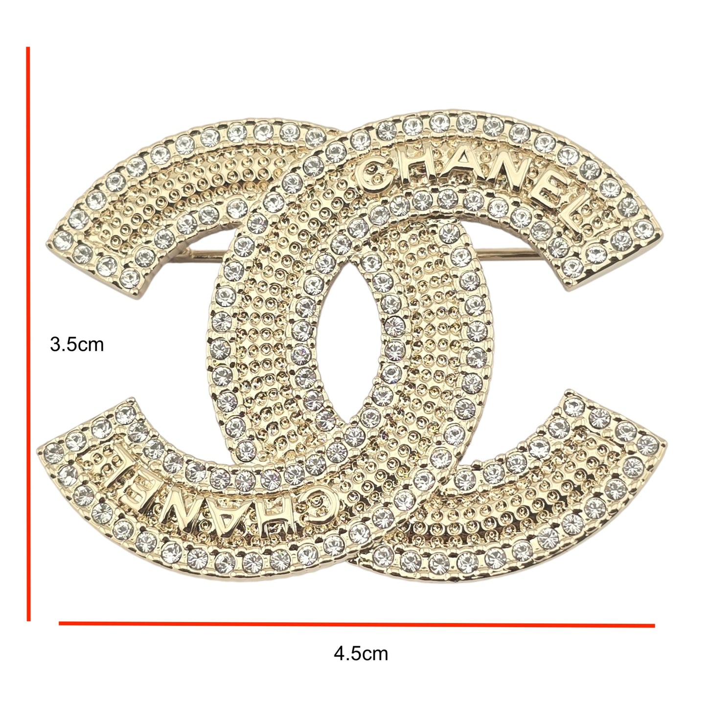 CHANEL GOLD CRYSTAL METAL CC BROOCH B23