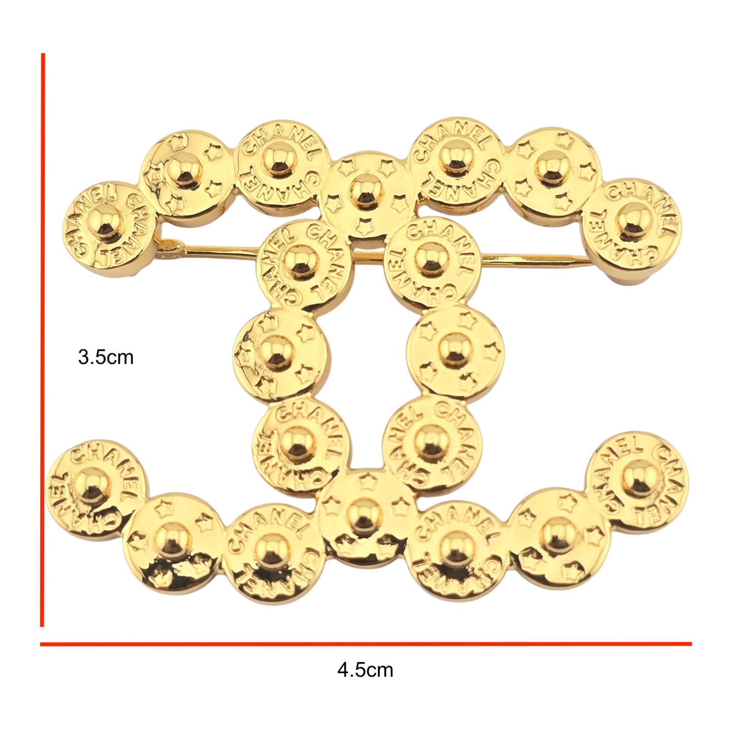 CHANEL GOLD BUTTON CC BROOCH I24