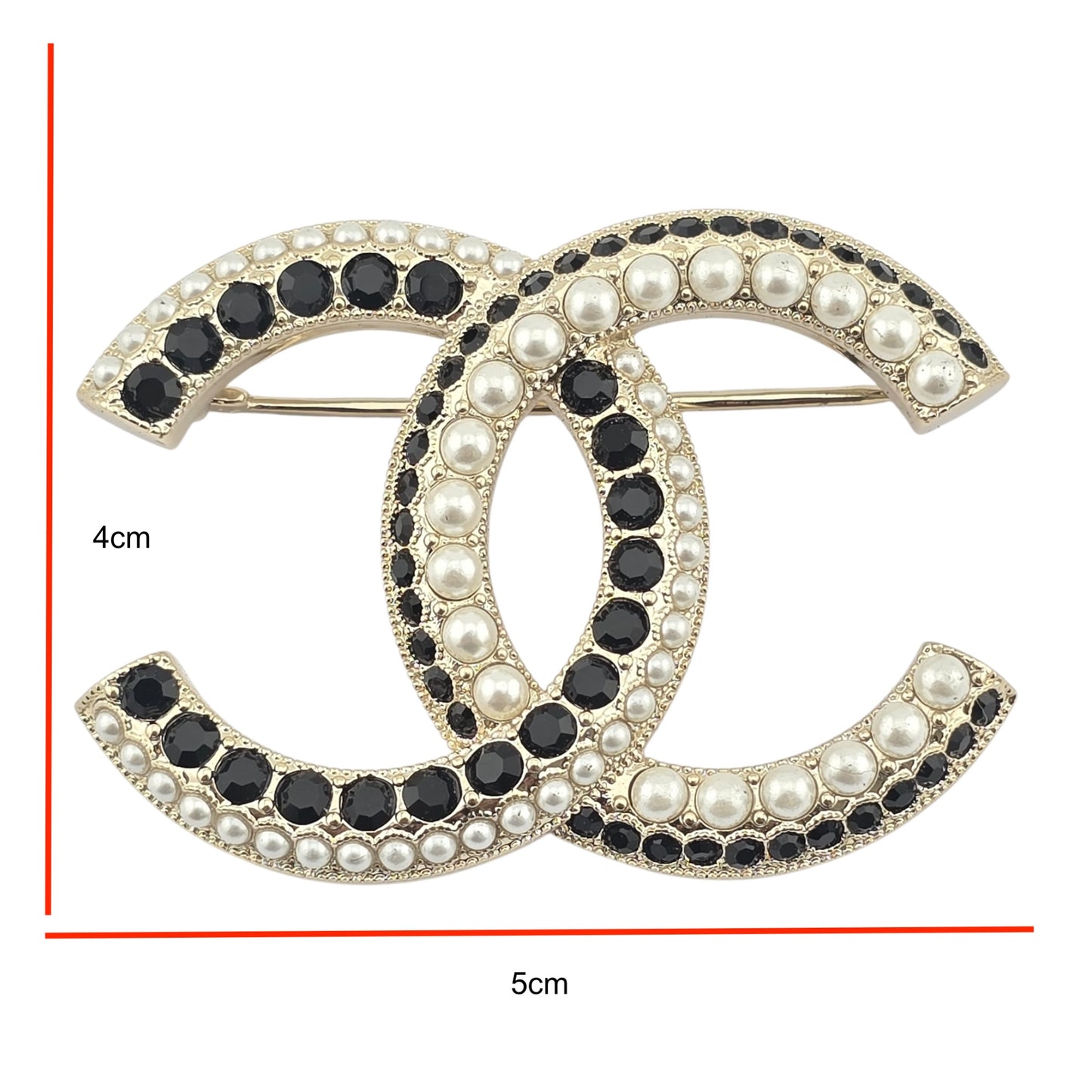 CHANEL BROOCH GOLD BLACK METAL CC C22