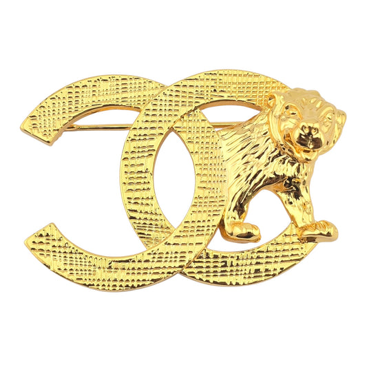 CHANEL GOLD METAL LION BROOCH B22