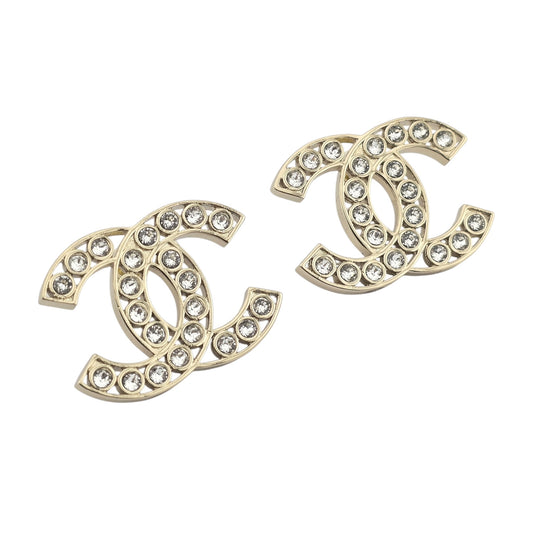 CHANEL CRYSTAL GOLD CC EARRINGS B23