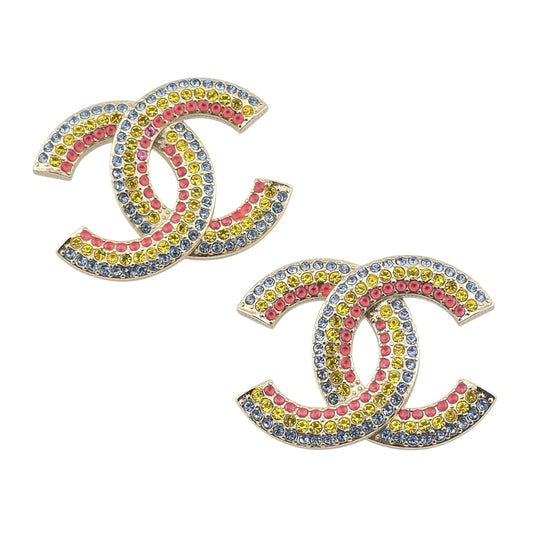 CHANEL RAINBOW GOLD CC EARRINGS A23