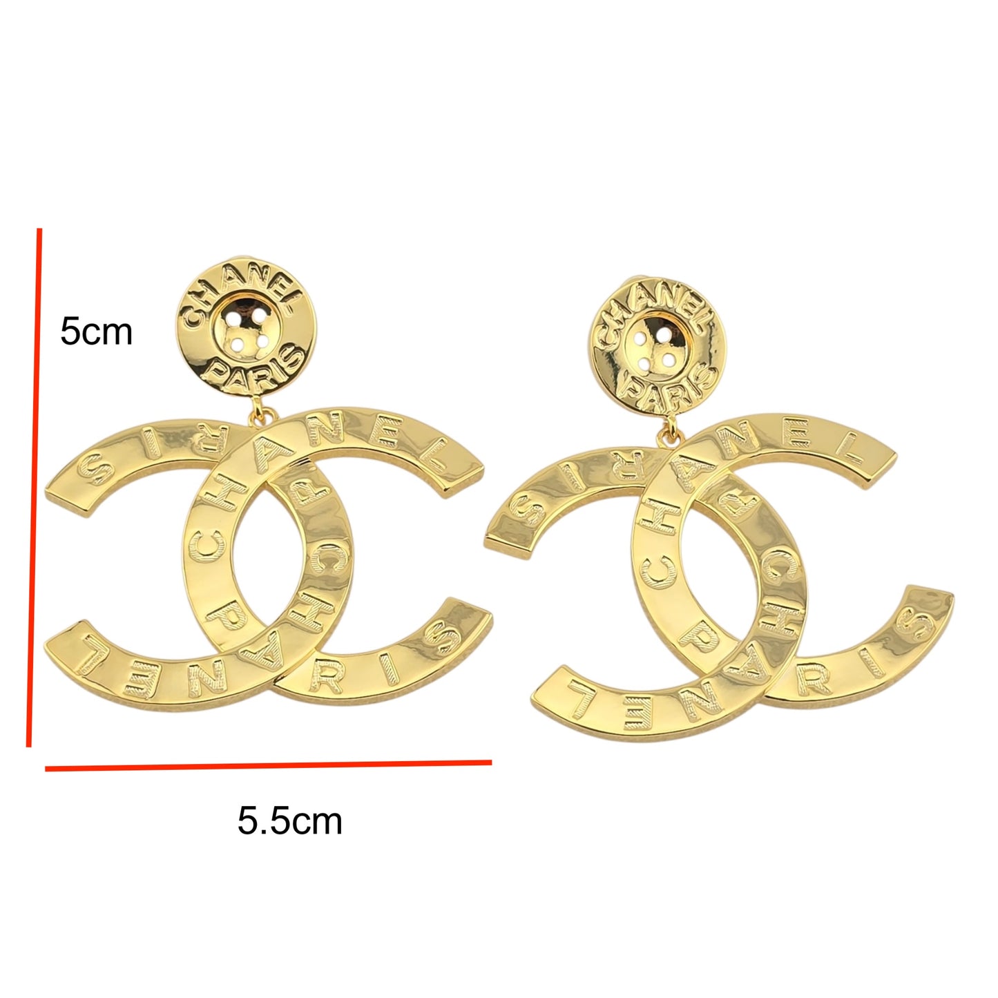CHANEL BUTTON LARGE CC GOLD EARRINGS 2020
