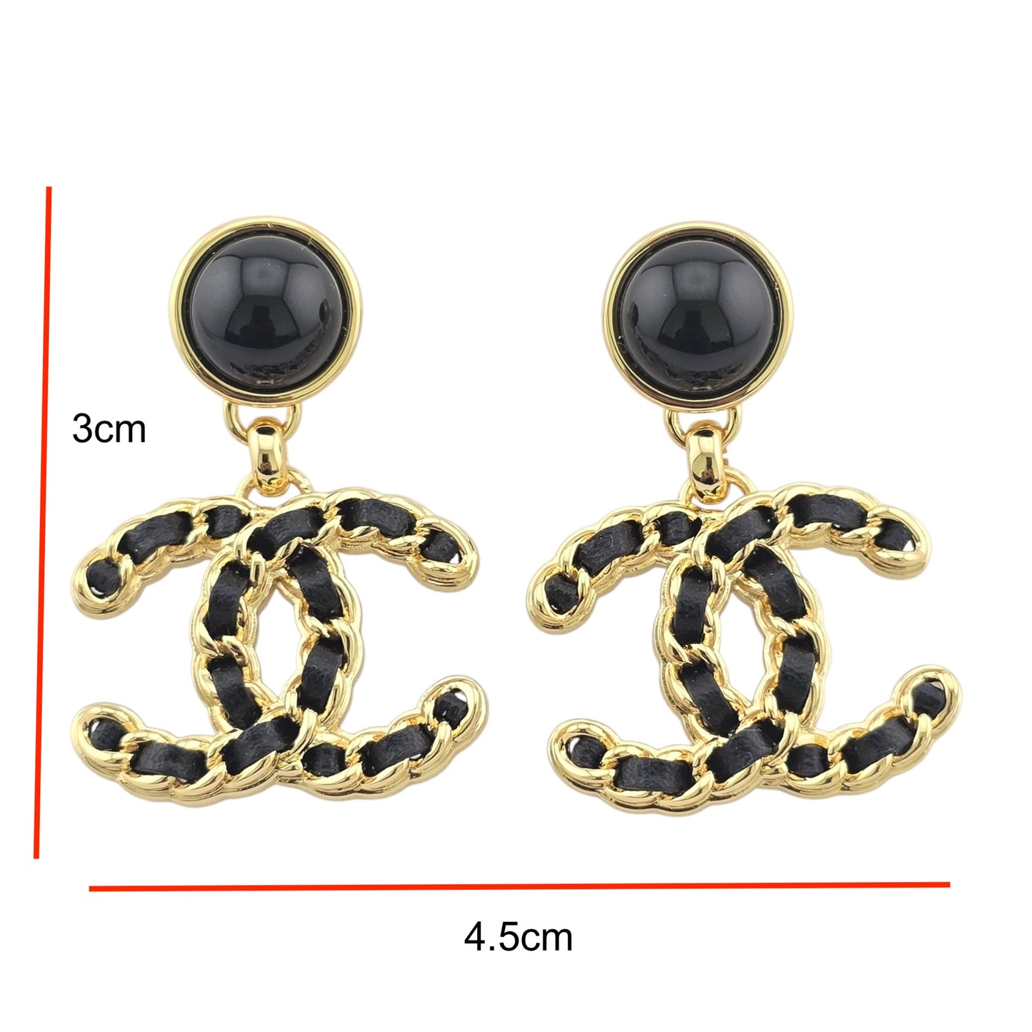 CHANEL LAMBSKIN GOLD METAL CC EARRINGS B24