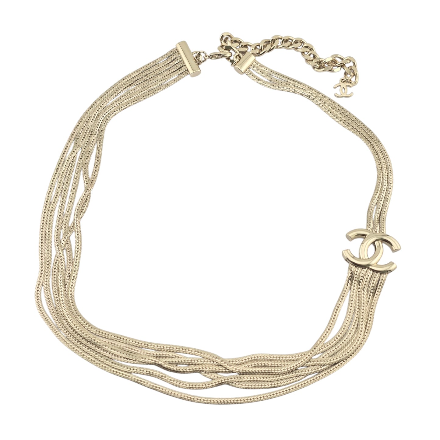 CHANEL GOLD MULTI-CHAIN CC NECKLACE A24