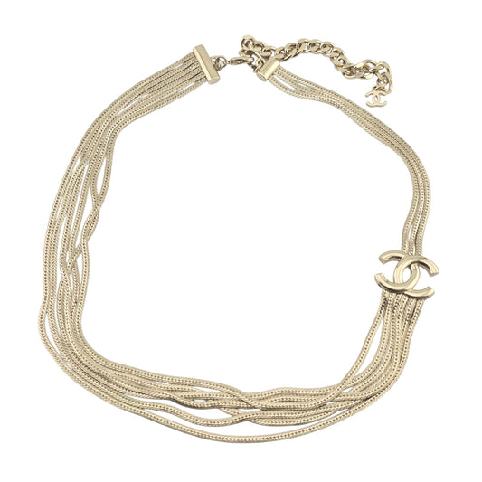 CHANEL GOLD MULTI-CHAIN CC NECKLACE A24