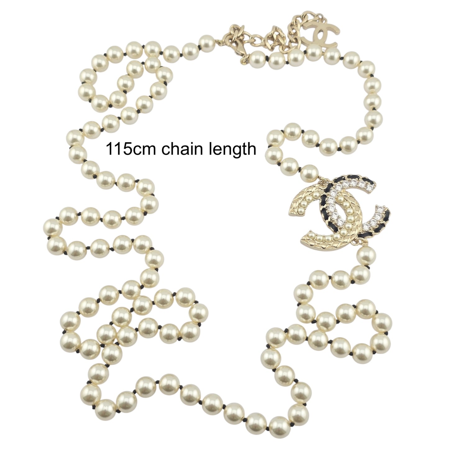CHANEL FAUX LONG PEARL CC NECKLACE B22