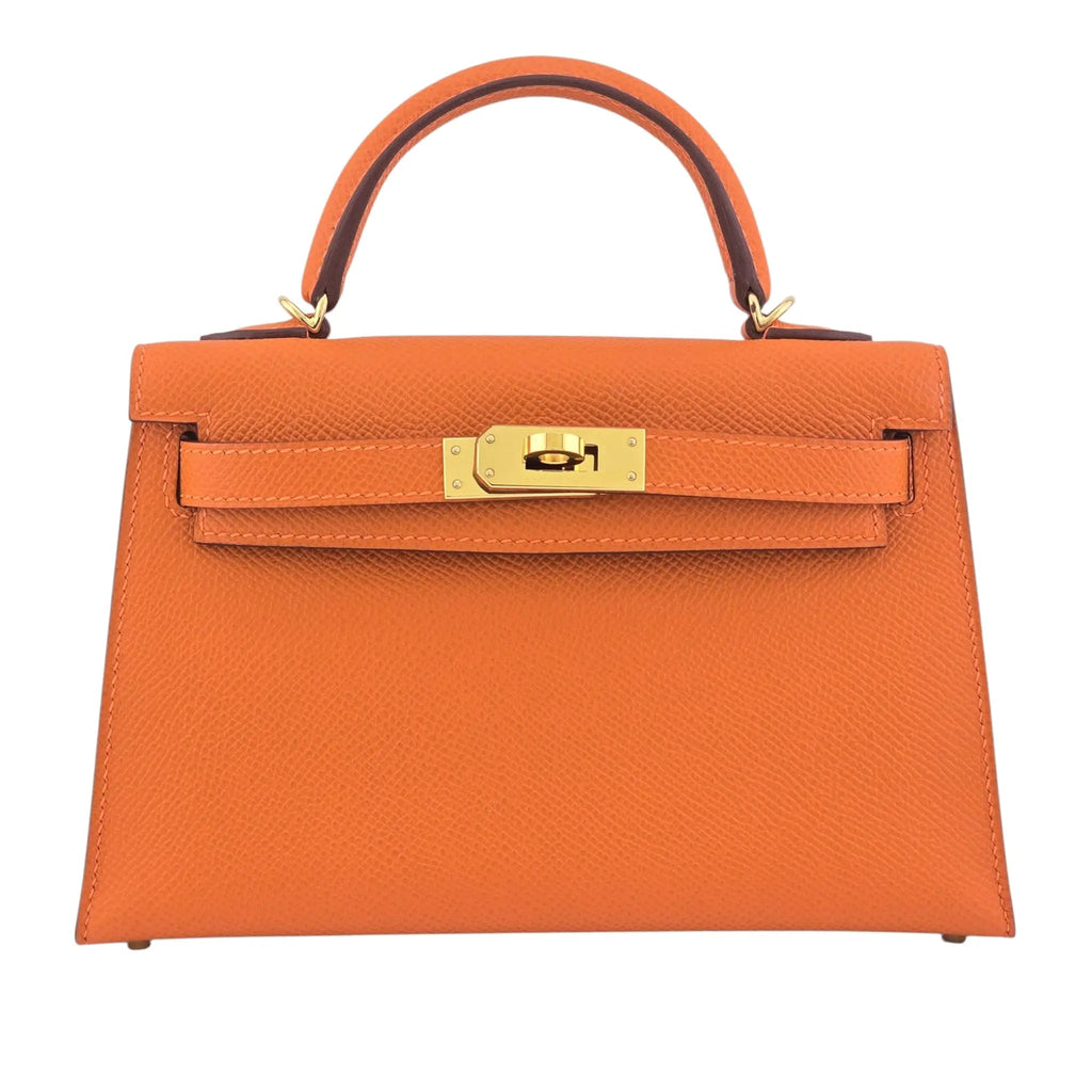 Hermes Mini Kelly II Epsom Orange Gold Hardware Bag HERMES