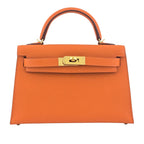 Hermes Mini Kelly II Epsom Orange Gold Hardware Bag HERMES