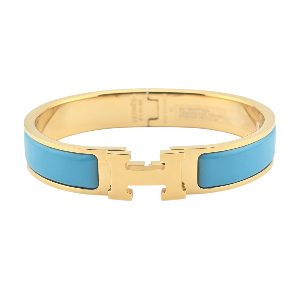 Hermes Clic H Bracelet Blue Gold GM