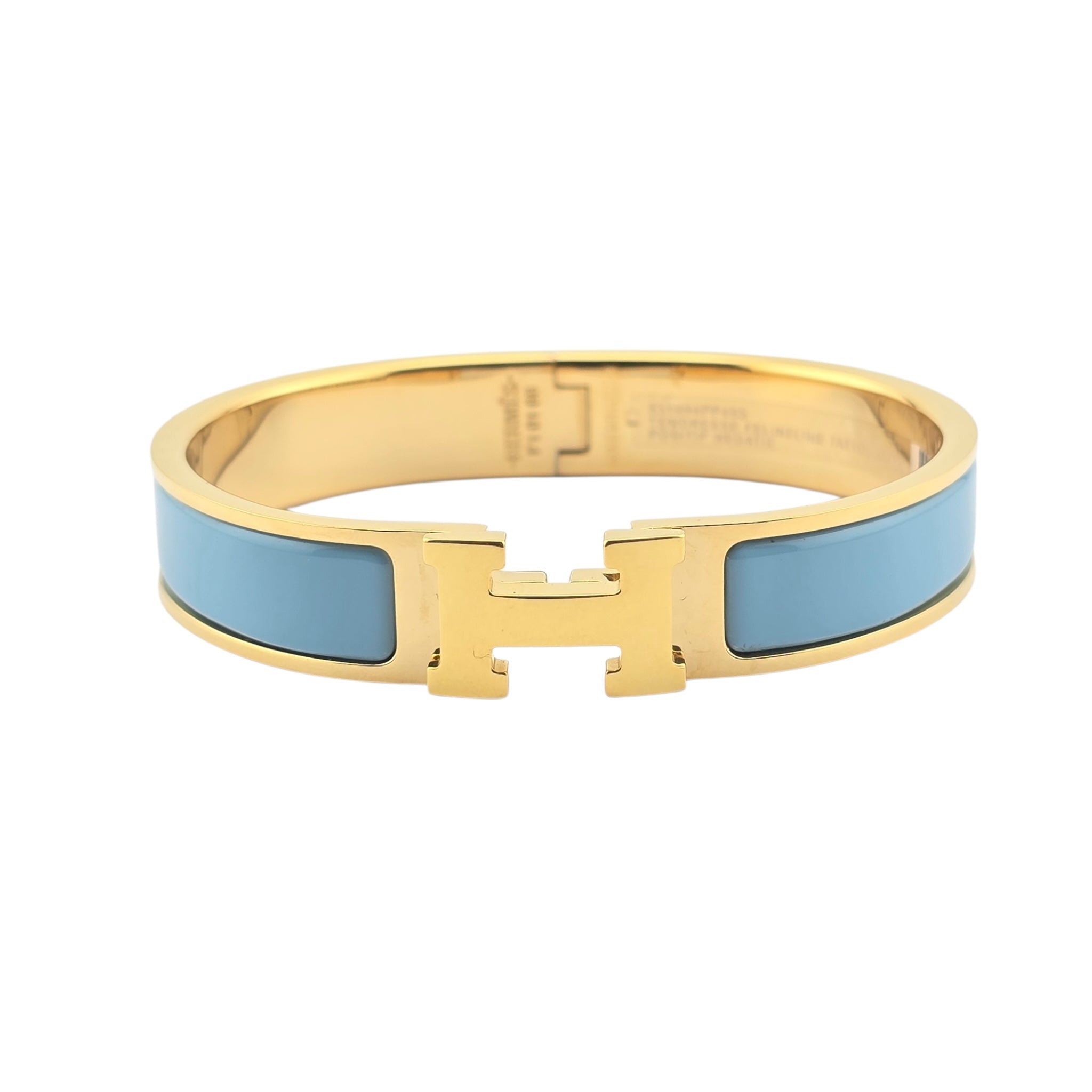 Hermes Clic H Bracelet Enamel Blue Gold GM