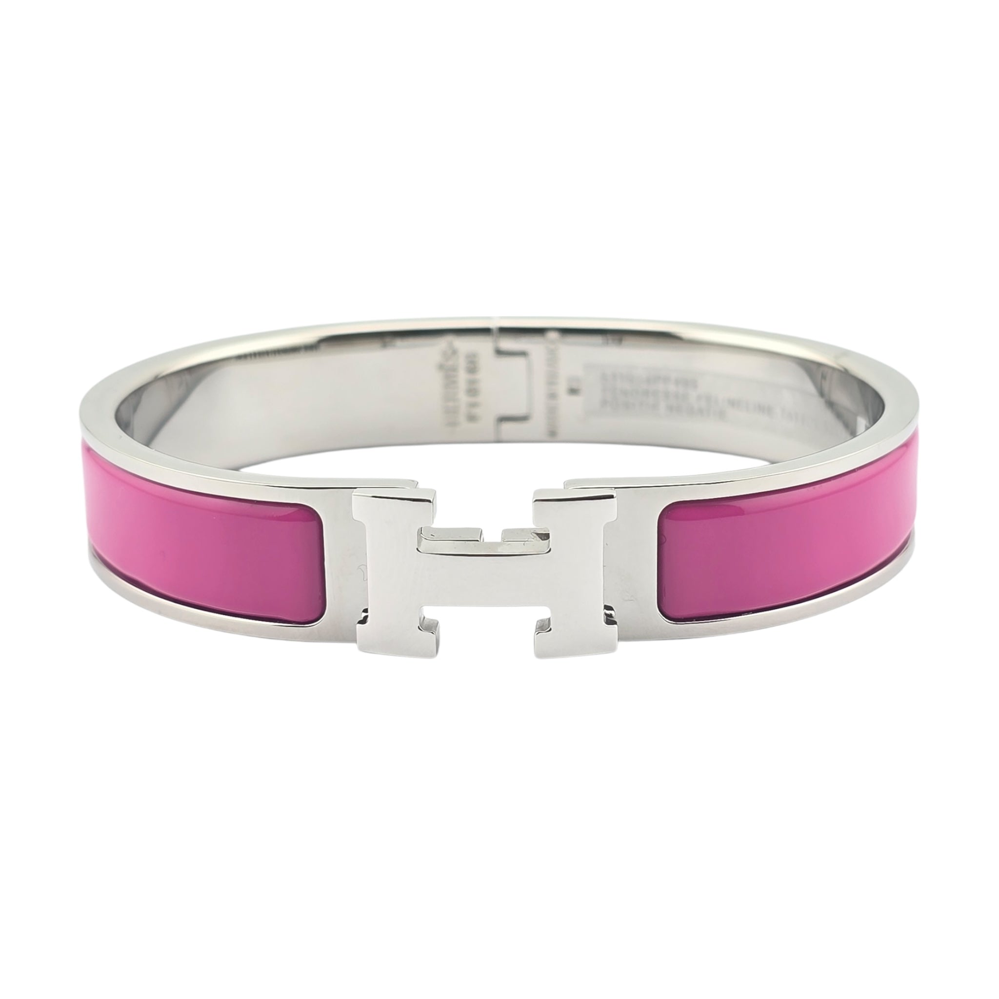 Hermes Clic H Bracelet Rose Azalee Palladium GM
