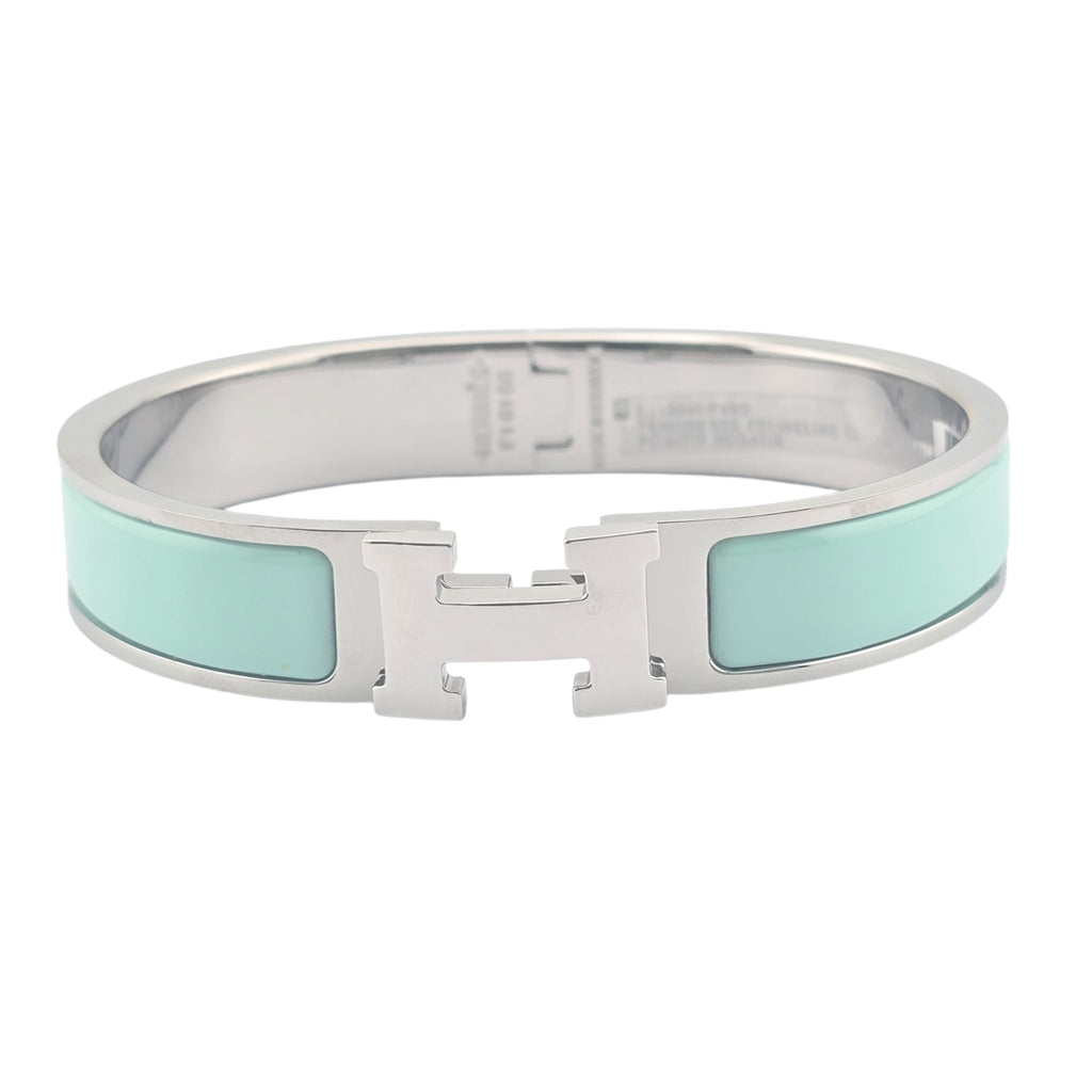 Hermes Clic H Bracelet Enamel Lagon Blue Palladium GM