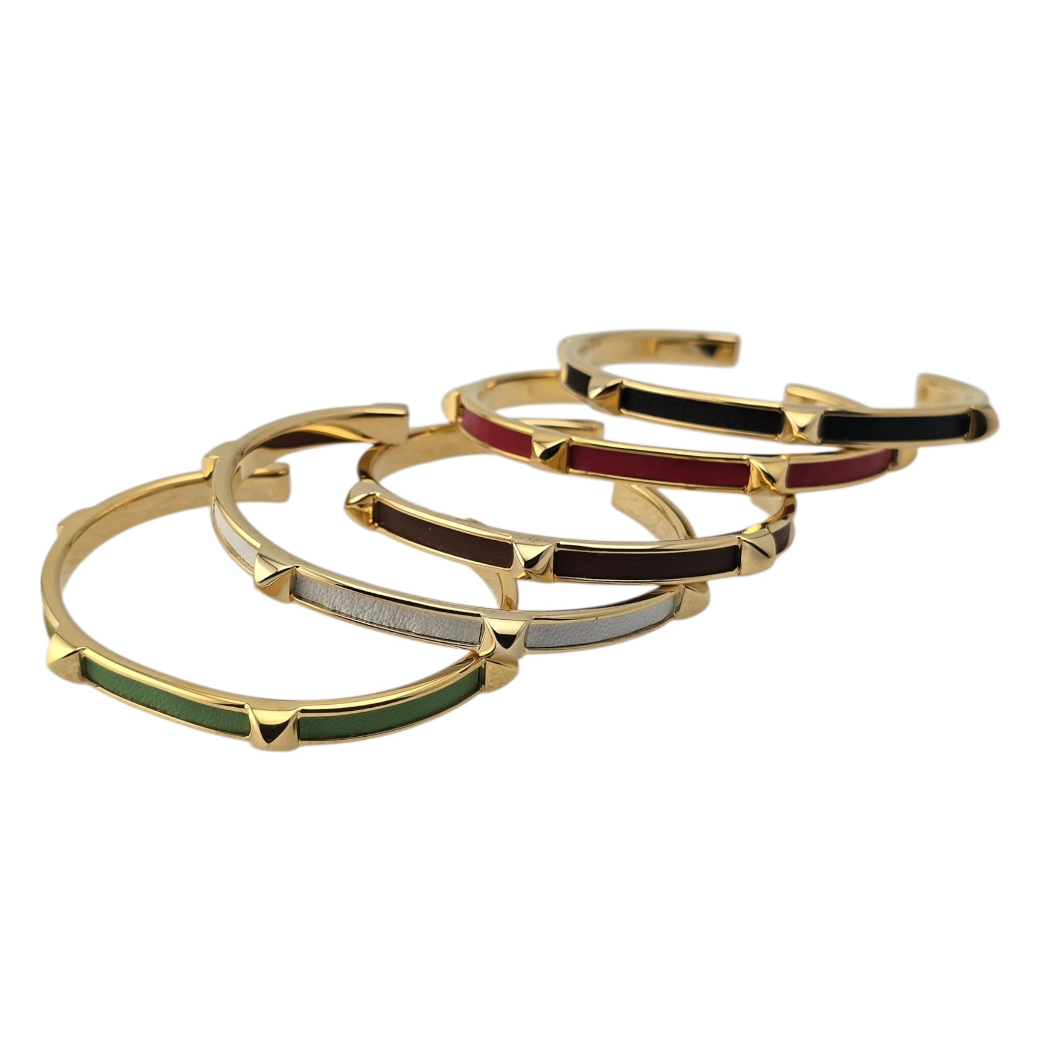 Hermes Athena White Gold Leather Bracelet HERMES