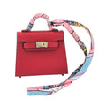 Hermes Tadelakt Mini Kelly Twilly Bag Charm Rouge HERMES