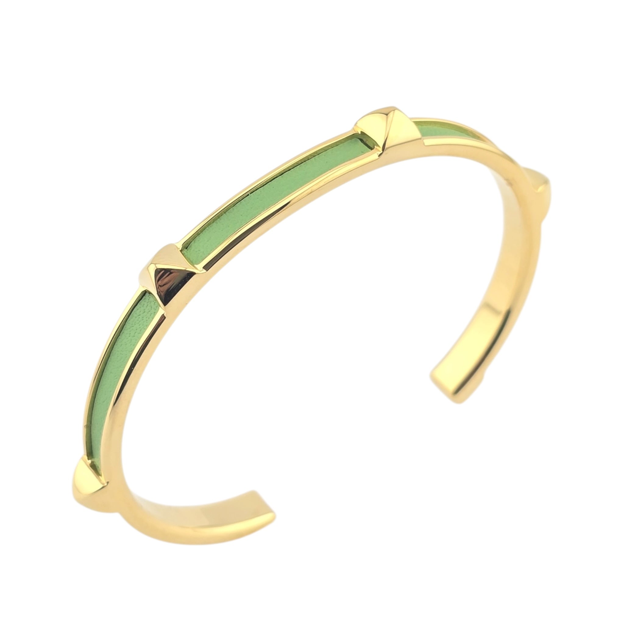 Hermes Athena Green Gold Leather Bracelet HERMES