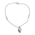 GUCCI GG Engraved Heart Charm Sterling Silver Bracelet GUCCI