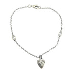 GUCCI GG Engraved Heart Charm Sterling Silver Bracelet GUCCI