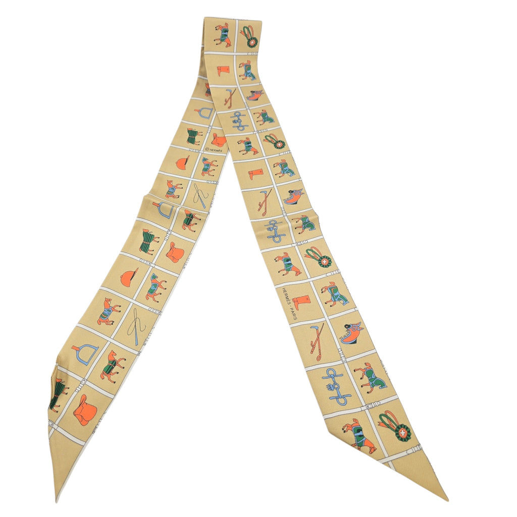 Hermes Silk Couvertures Et Tenues Twilly Mordore White Blue HERMES